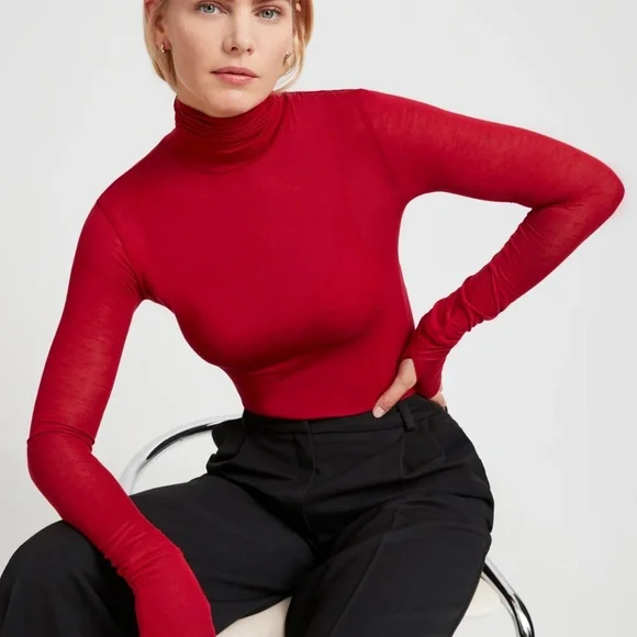 Eloise Sheer Turtleneck Long Sleeve Sheer  Marcella - Picture 2 of 4